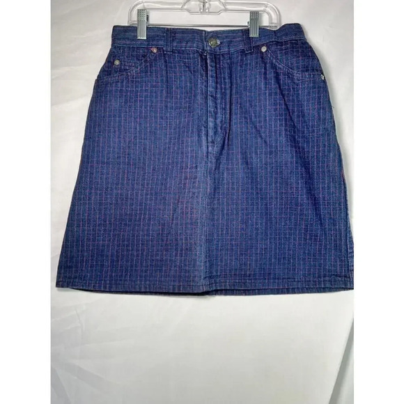 Vintage 1984 Levi's white tag RARE Blue and Red striped Skirt Size 13 - Picture 1 of 8